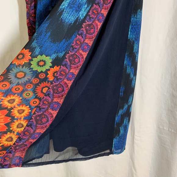 Desigual x Christian Lacroix collab blue beaded V neckline sleeveless dress